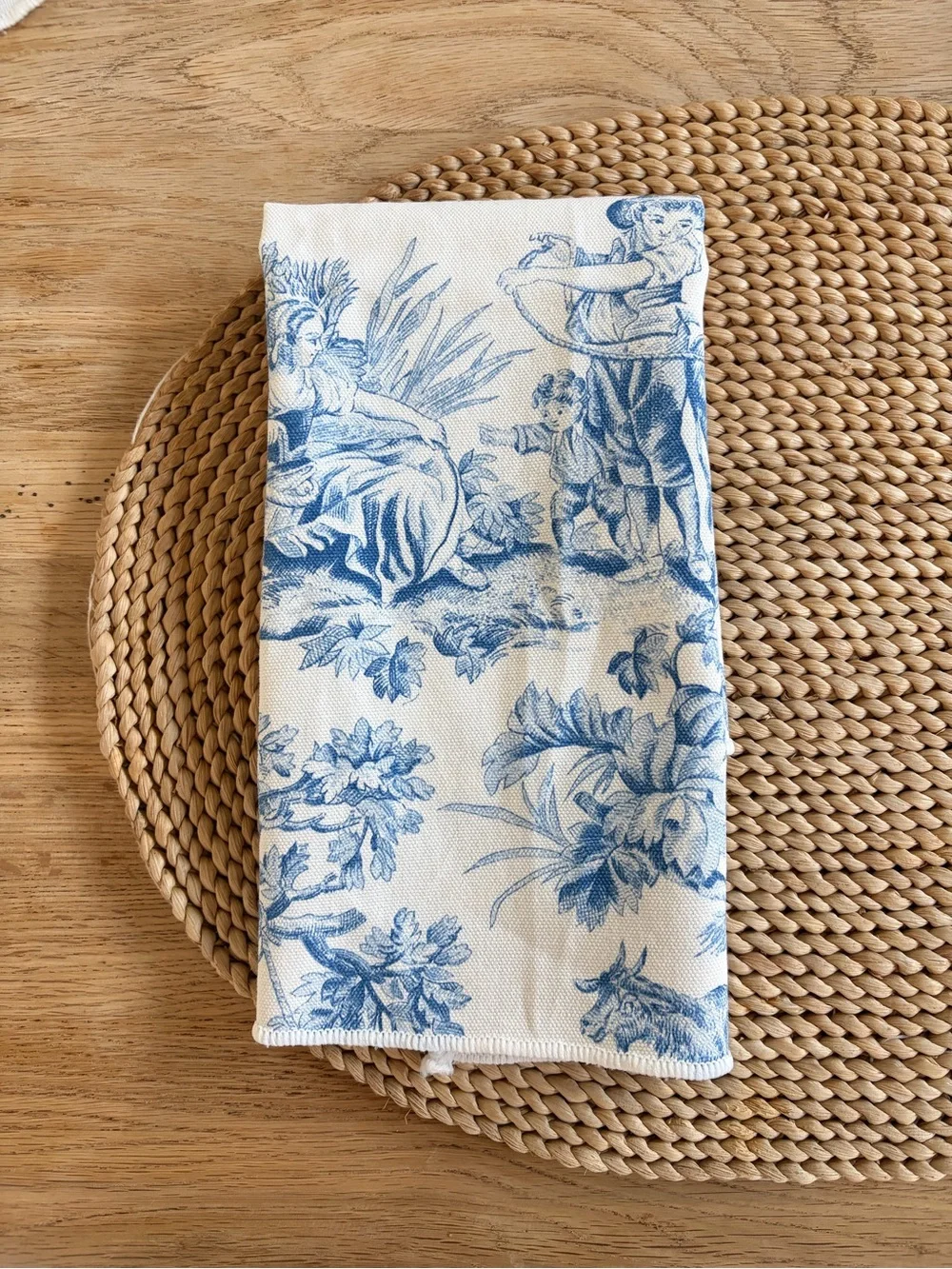 Blue Toile Fabric Napkins 6